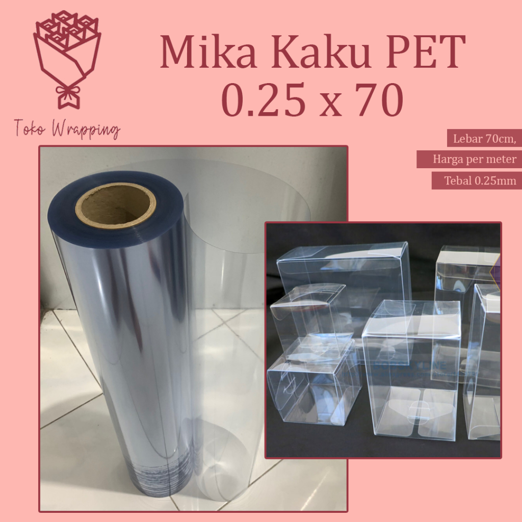 

Plastik Mika Bening PET Kaku [0.25mm x 70cm] untuk Tutup Seserahan / Hantaran Pernikahan Meteran Rigid