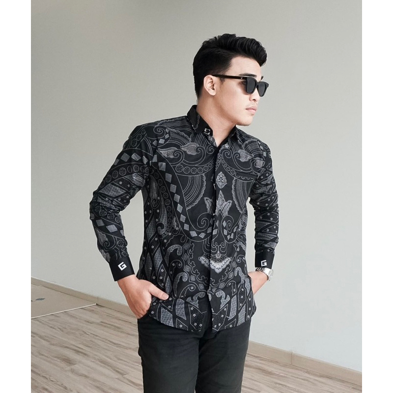 Kemeja Batik Baju Pria Lengan Panjang Atasan Pria Ukuran M L XL XXL Casual Modis Slim Fit Trendy Masa Kini OL 162