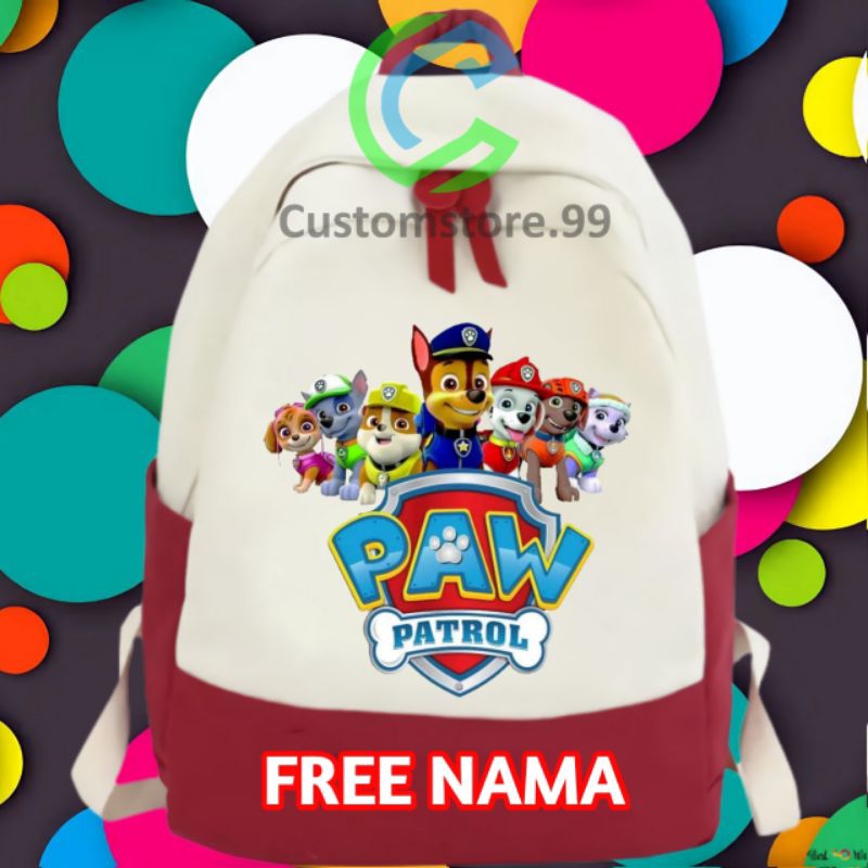 TAS RANSEL ANAK MOTIF PAW PATROL FREE NAMA