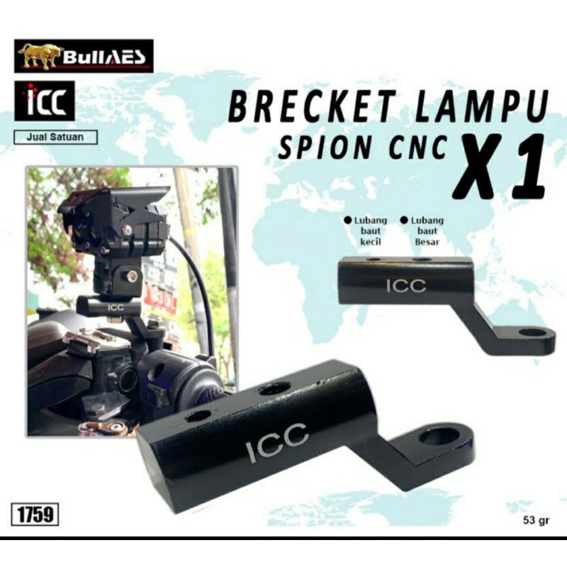 Brecket Lampu Tembak CNC Lobang spion tipe X1 Universal bahan full cnc