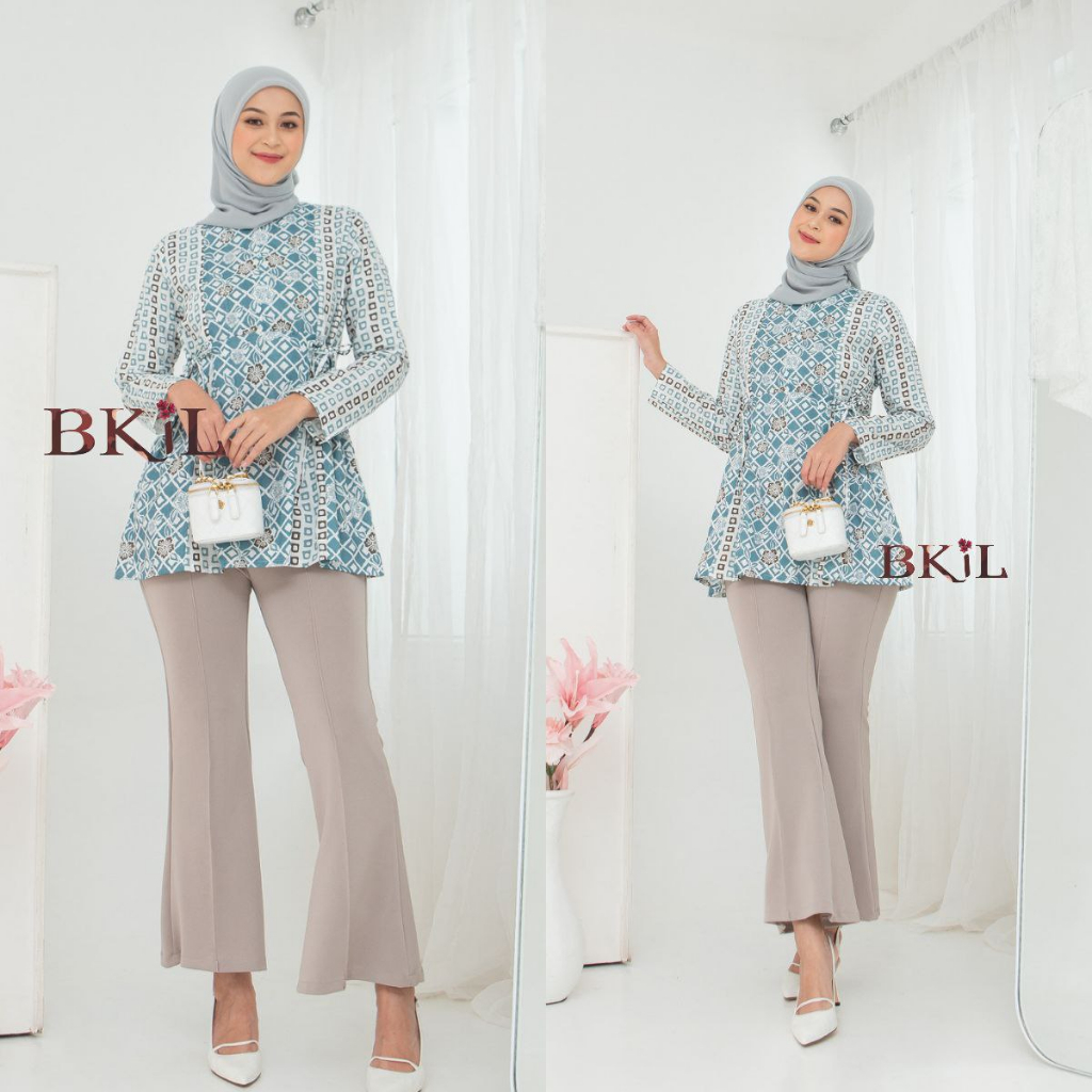 Baju Batik Wanita Modern Atasan Blouse Batik Kerja Kantor Wanita