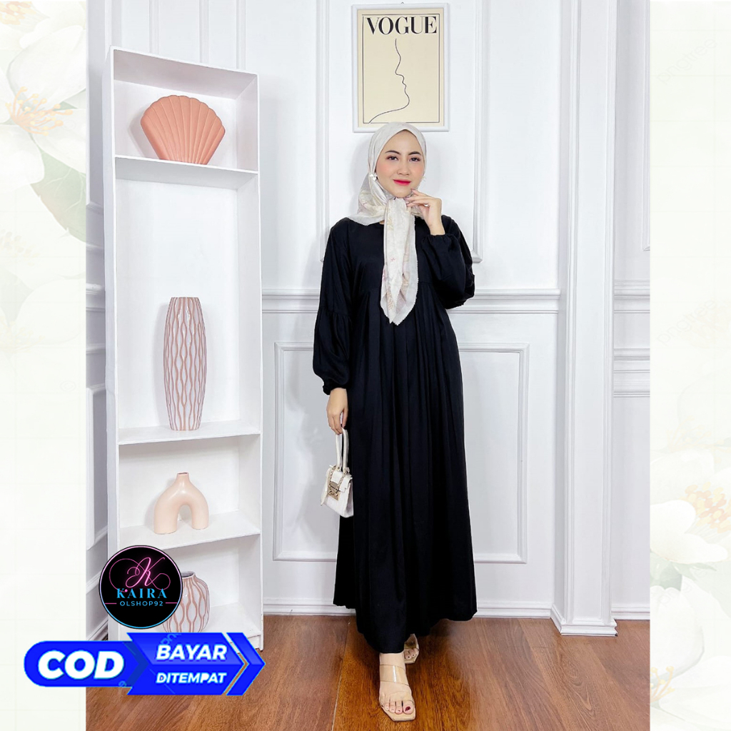 Gamis Dress Tangan Balon Matt Twill Terbaru Ori By GNL the label cod