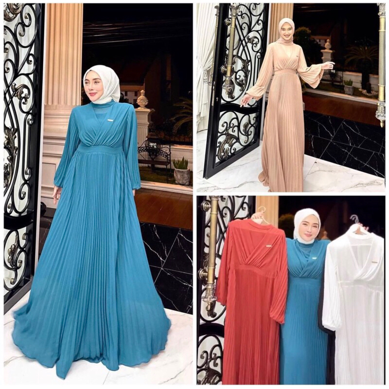 Dress gamis prisket plisket SHELLASAUKIA