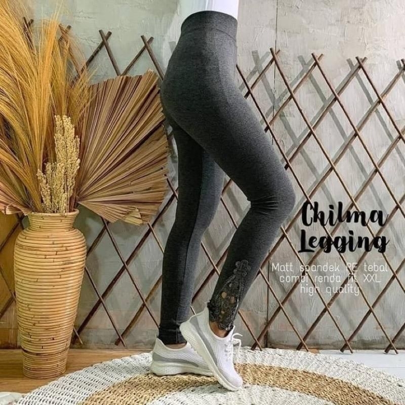 Celana Legging Hw Polos Panjang Wanita Motif Renda Brokat Premium Korean Import Tebal Fit S-XXL Jumbo / Leging Wanita Import Kekinian