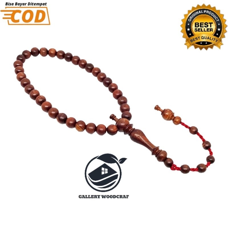 Tasbih Kayu Nagasari motif bulat size 8mm,Tasbih 33 butir asli