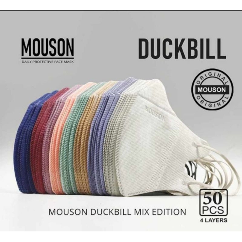Masker KF 94 duckbill 4ply  Mouson  Ccare C-care c care Alkindo DMS mix warna hitam dan putih
