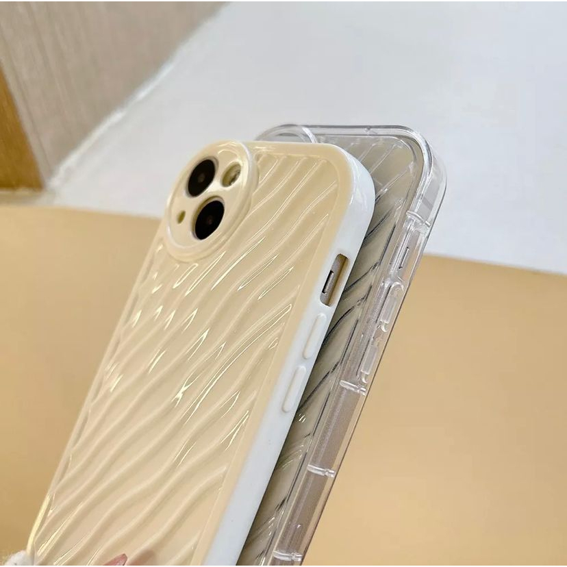 [TPC] Transparant Beige Wave Case Kompetibel For IPHONE 7 8 plus X XS MAX 11 12 13 14 PLUS MINI PRO MAX - IP082