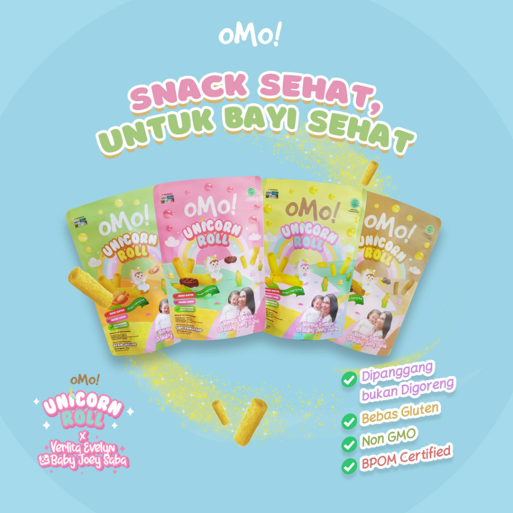 OMO! Unicorn Roll - Snack Healthy Baby untuk Bayi Sehat 18 gram