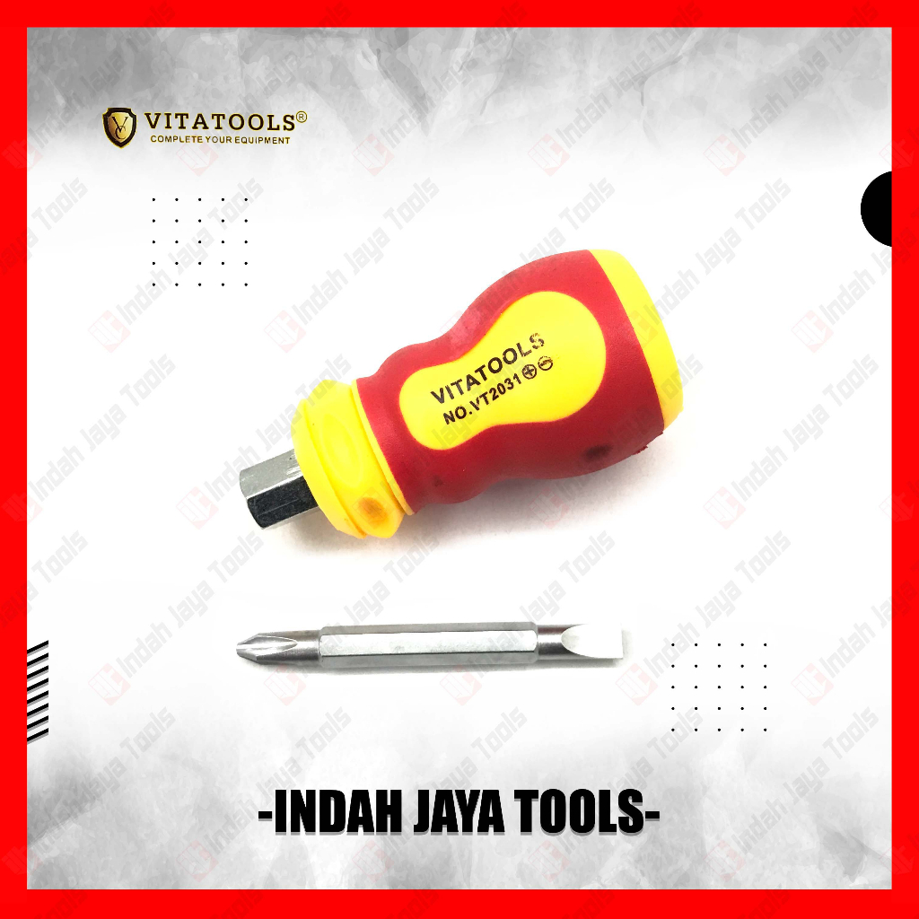 VITATOOLS VT2031 Obeng CEBOL Bolak Balik Stubby 2 Way Screwdriver