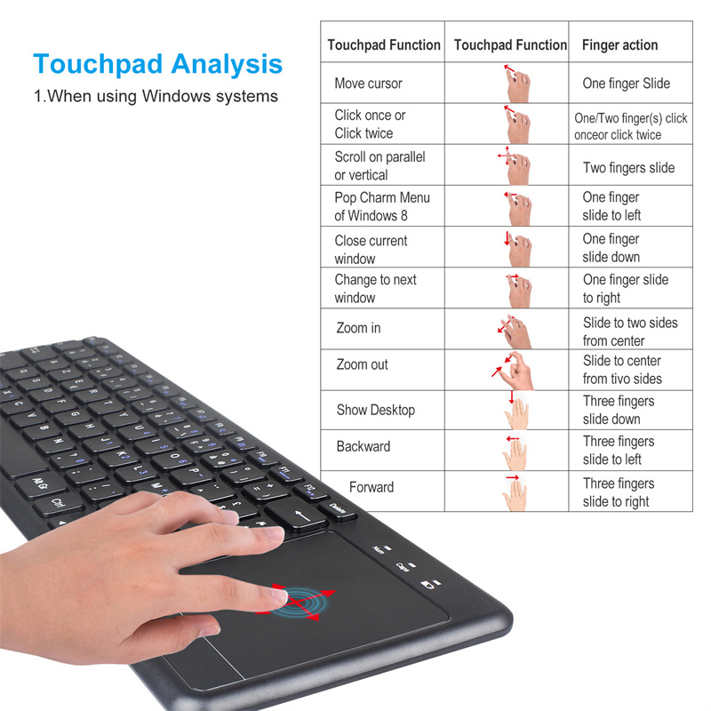 Keyboard Wireless QWERTY dengan Touchpad - Q63 - Black