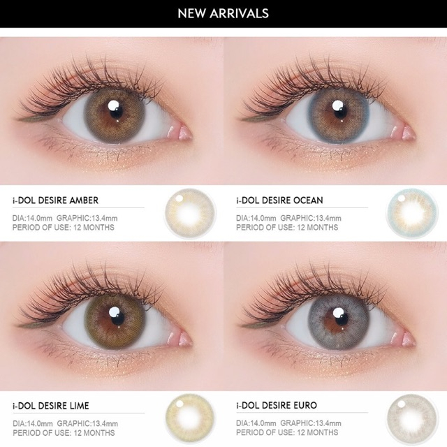 SOFTLENS i-DOL DESIRE DIA 14.50MM NORMAL &amp; MINUS (-0.50 s/d -3.00) / IDOL DESIRE EURO AMBER LIME OCEAN GREY /BS