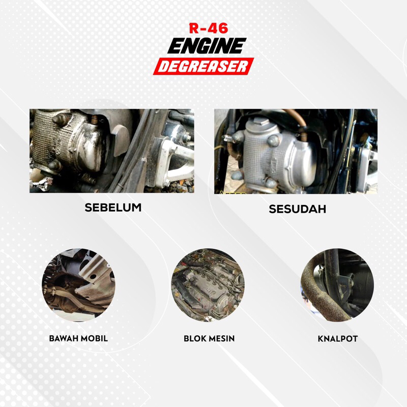 R46 Cairan Pembersih Mesin Super 500ML - Penghilang Kerak Kotoran Motor &amp; Mobil/Engine Degreaser