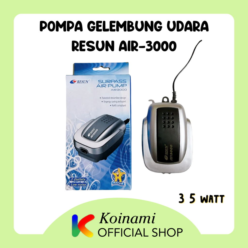 RESUN AIR-3000 / air pump / pompa gelembung udara / oxigen / kolam ikan koi / aquarium / aqua scape