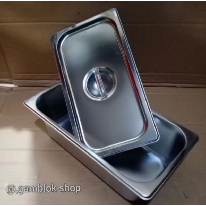 Wajan Kotak Penggoengan Plus Tutup Stainless Steel Ukuran 53x33x10cm Tebal 1.0mm