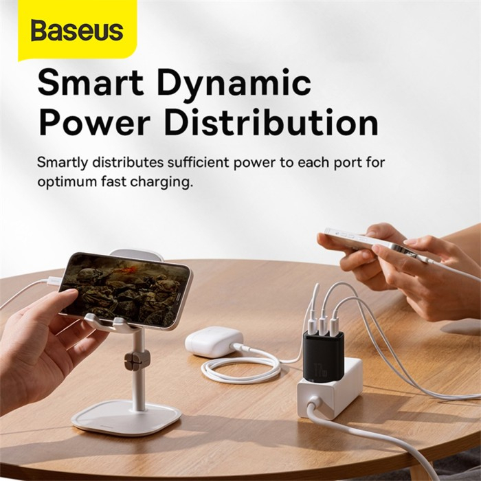 Baseus Adapter Compact Charger 3 USB Port 17W - EU Plug - Six Circuit Protection