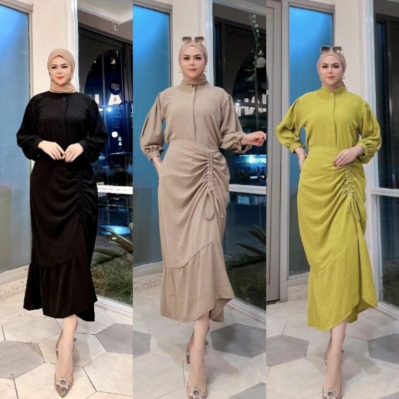 Kinna set JUMBO - Oneset Rok Serut - Crinkle airflow