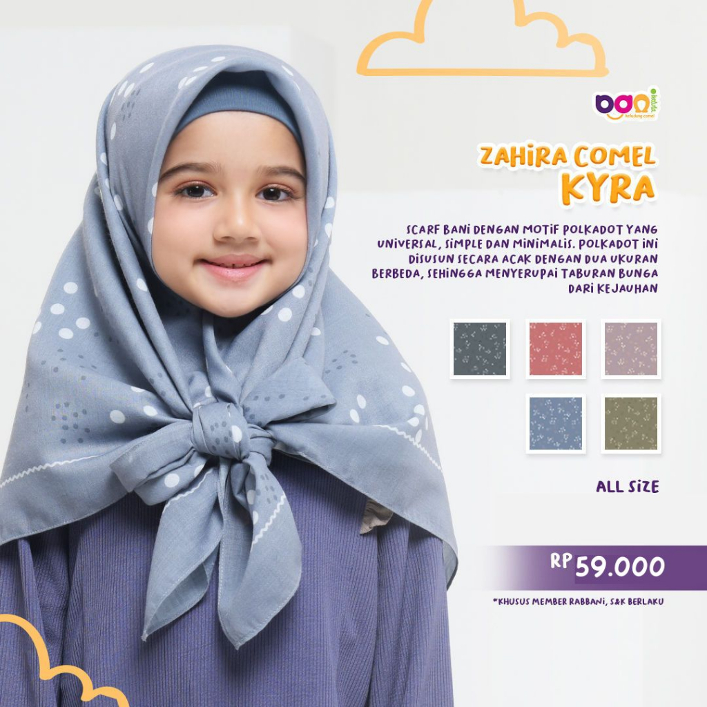 Kerudung segitiga anak Zahira Comel Kyra | | Kerudung segitiga anak | Kerudung segitiga printing ana