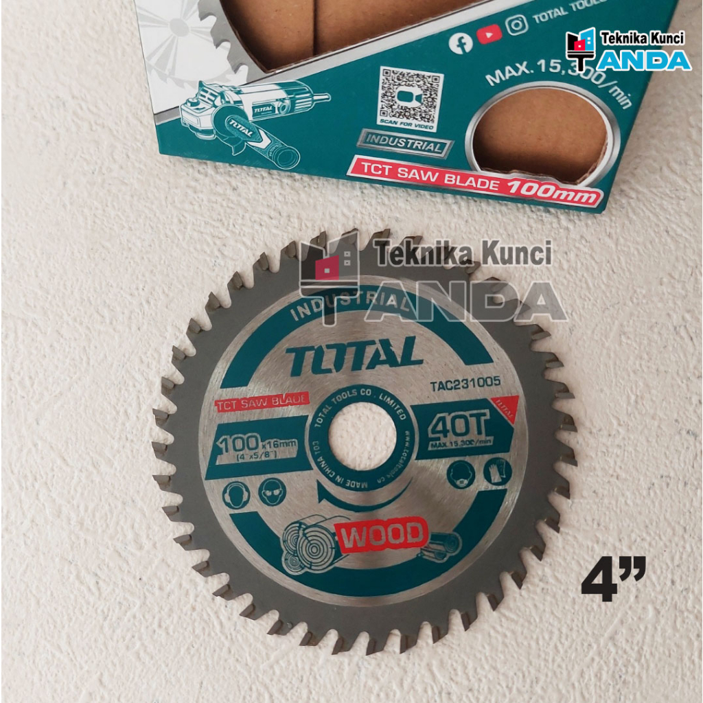Mata Gergaji Kayu 4in / 40T - TCT Saw Blade TOTAL - Mata gergaji untuk gerinda 10cm