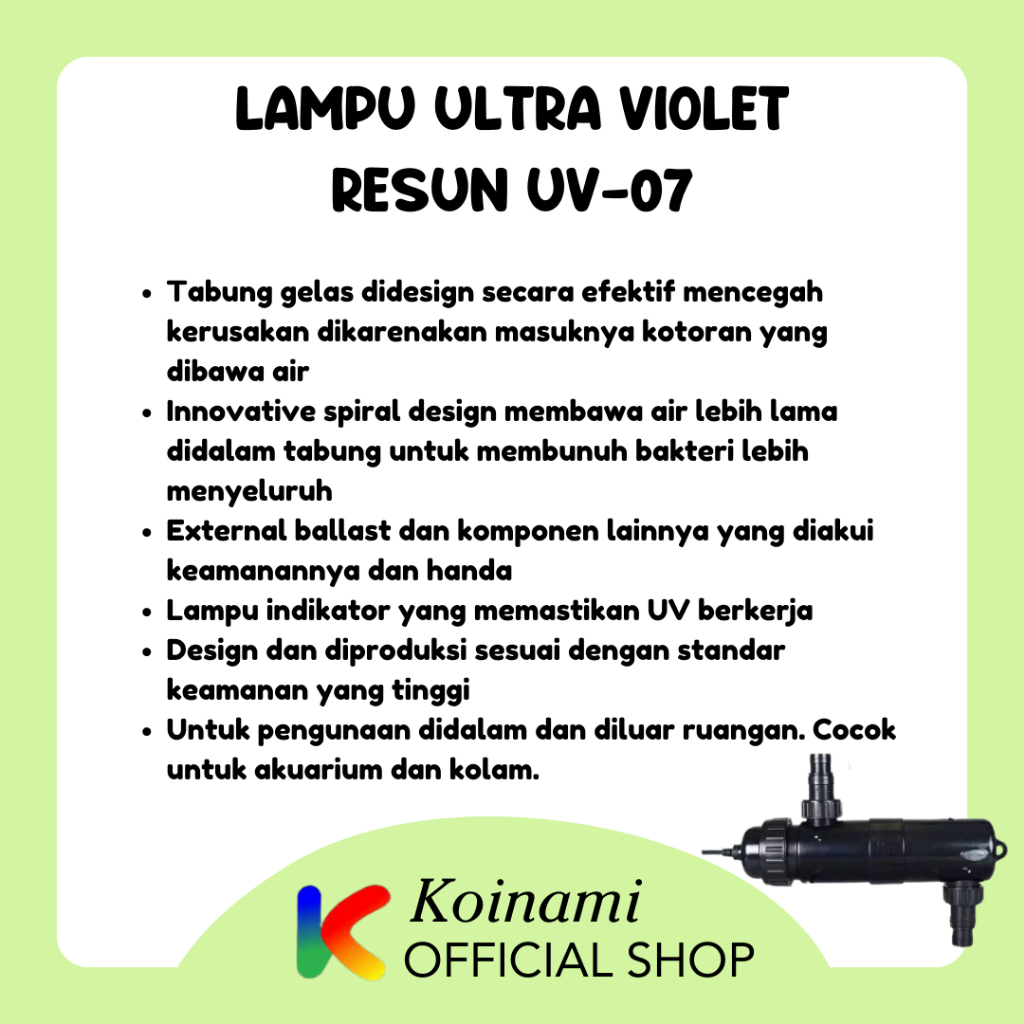 RESUN UV-07 24watt / lampu ultra violet / alegae / lumut / kolam ikan koi / penjernih / aquarium