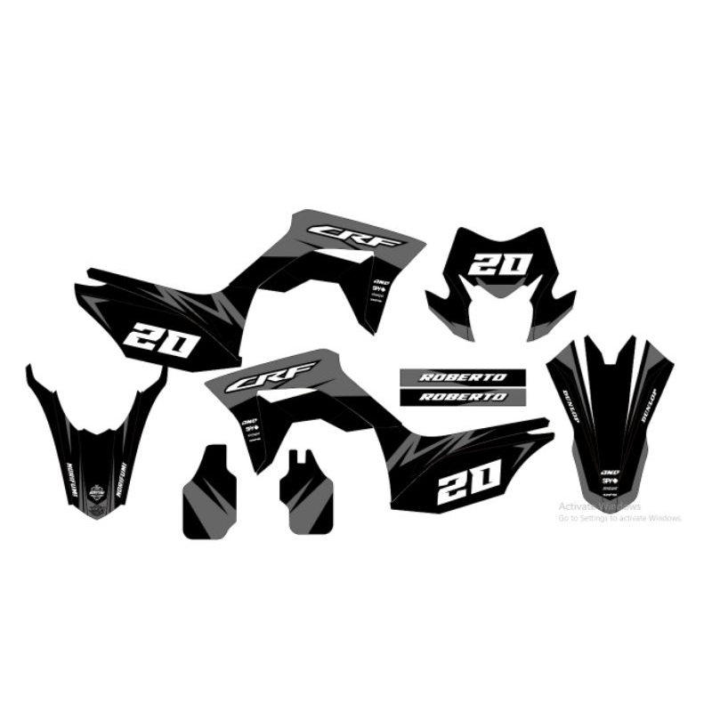 Decal crf maxdecal glossy kombinasi warna hitam abu2