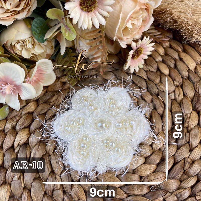 BUNGA HIASAN BAJU APLIKASI BUNGA TEMPEL BULU