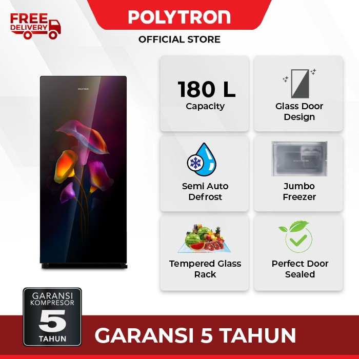 POLYTRON Kulkas 1 Pintu Belleza 180 liter PRA 18
