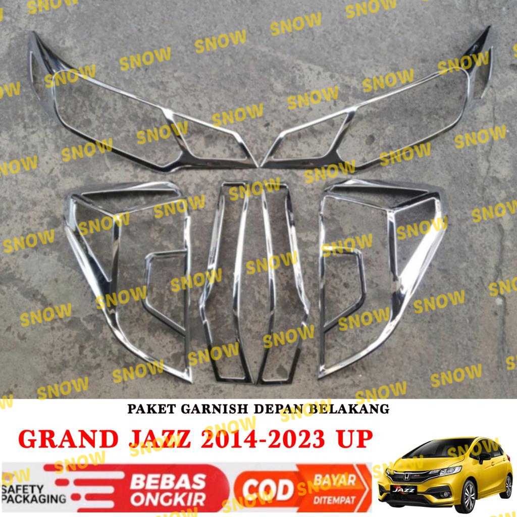 Paket Garnish Lampu Depan Belakang Grand All New Jazz GK5 2014 2017 2021 2022 2023 Sporty Hitam Chrome