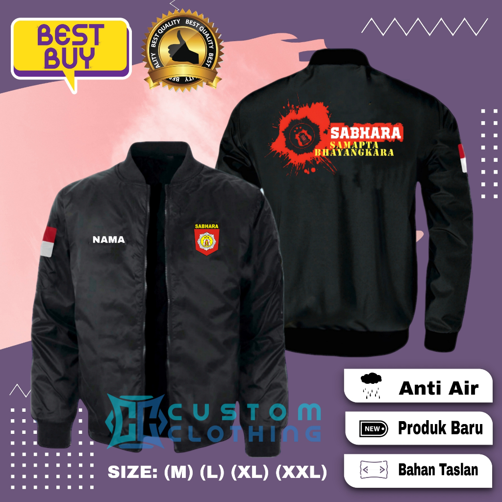 Jaket Bomber Anti Air Sabhara Polri Polda Free Tambah Nama