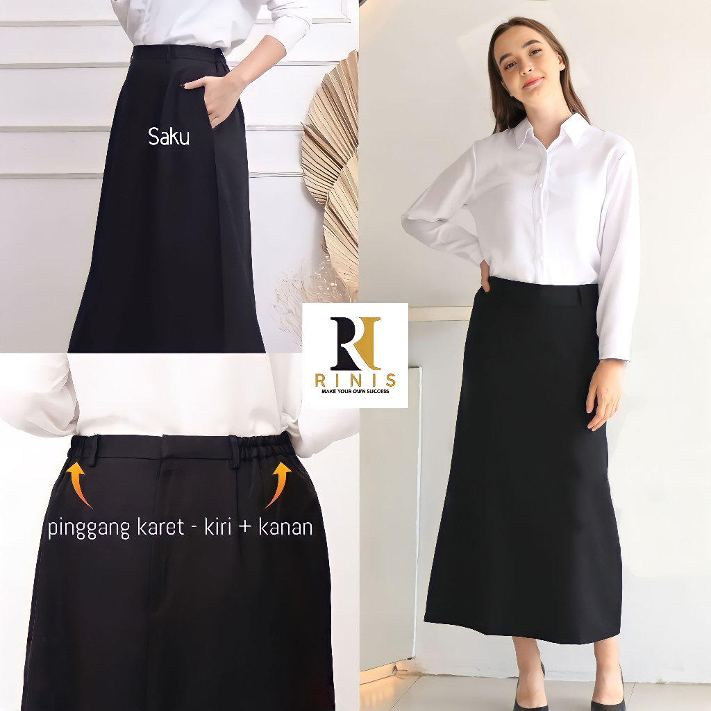 RINIS - Rok Kerja A-Line Maxi Size S - L10 Premium Quality