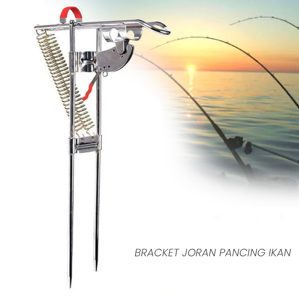 Bracket Joran Pancing Ikan Automatic Spring Lifting - V-004 - Silver