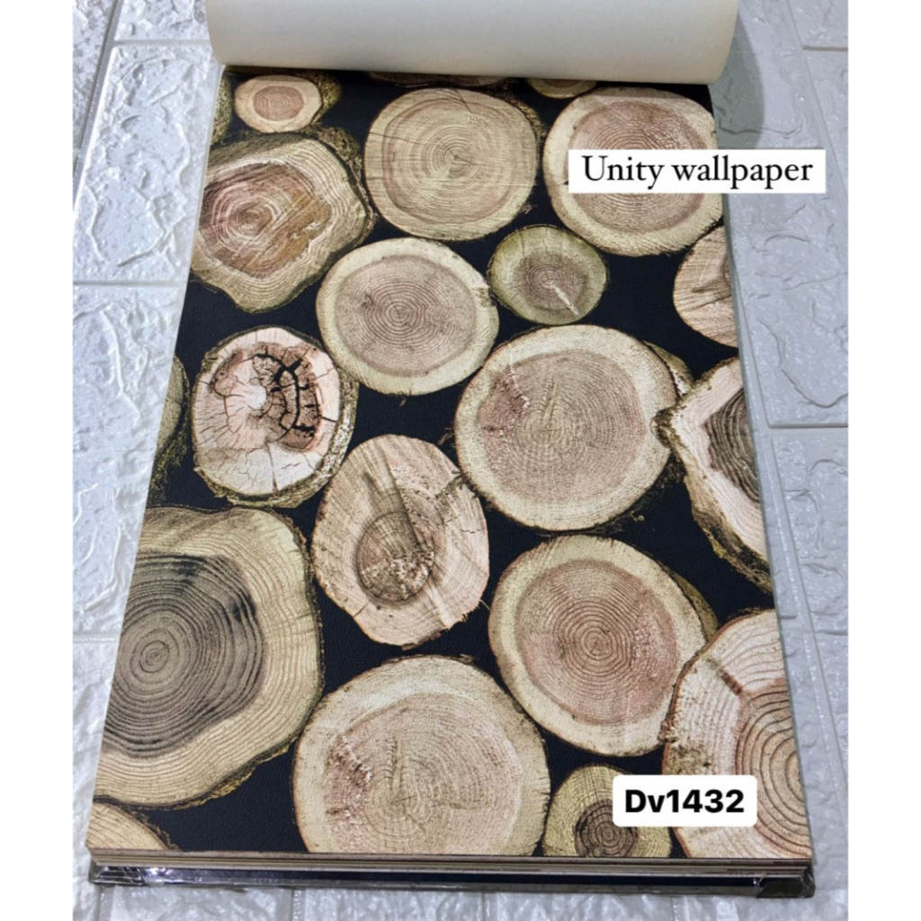 WALLPAPER DINDING MOTIF UKIRAN KAYU BULAT MODERN ROCK