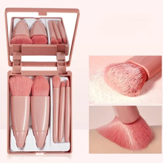 (GS) Satu Set Kuas Make Up Portable AB64 / Make Up Brush Portable Plus Cermin