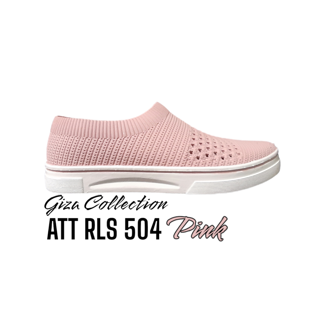 sepatu slip on wanita bahan karet elastis sepatu santai ringan att asl 504 anti licin