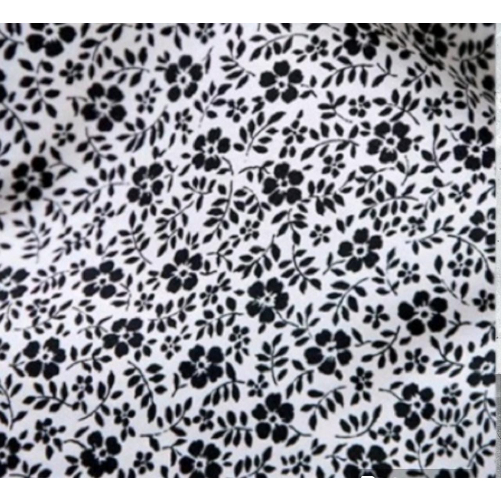 kain katun  adem motif bunga kecil warna hitam jual  persetengah meter ,untuk sarung bantal,baju,sar