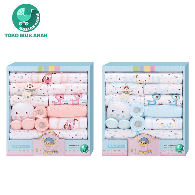 Bostonstore Baby gift set Setelan bayi Newborn 18pcs katun baju piyama bayi / Perlengkapan Baju Bayi / Perlengkapan Baju Bayi Baru Lahir / Perlengkapan Baju Bayi Baru lahir komplit dan lengkap / Perlengkapan Baju Bayi Newborn / 18 pcs Baju Bayi Baru Lahir