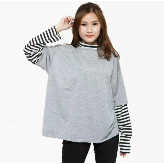 Rx Fashion - Kaos Atasan Sofie Blouse Kombi Salur