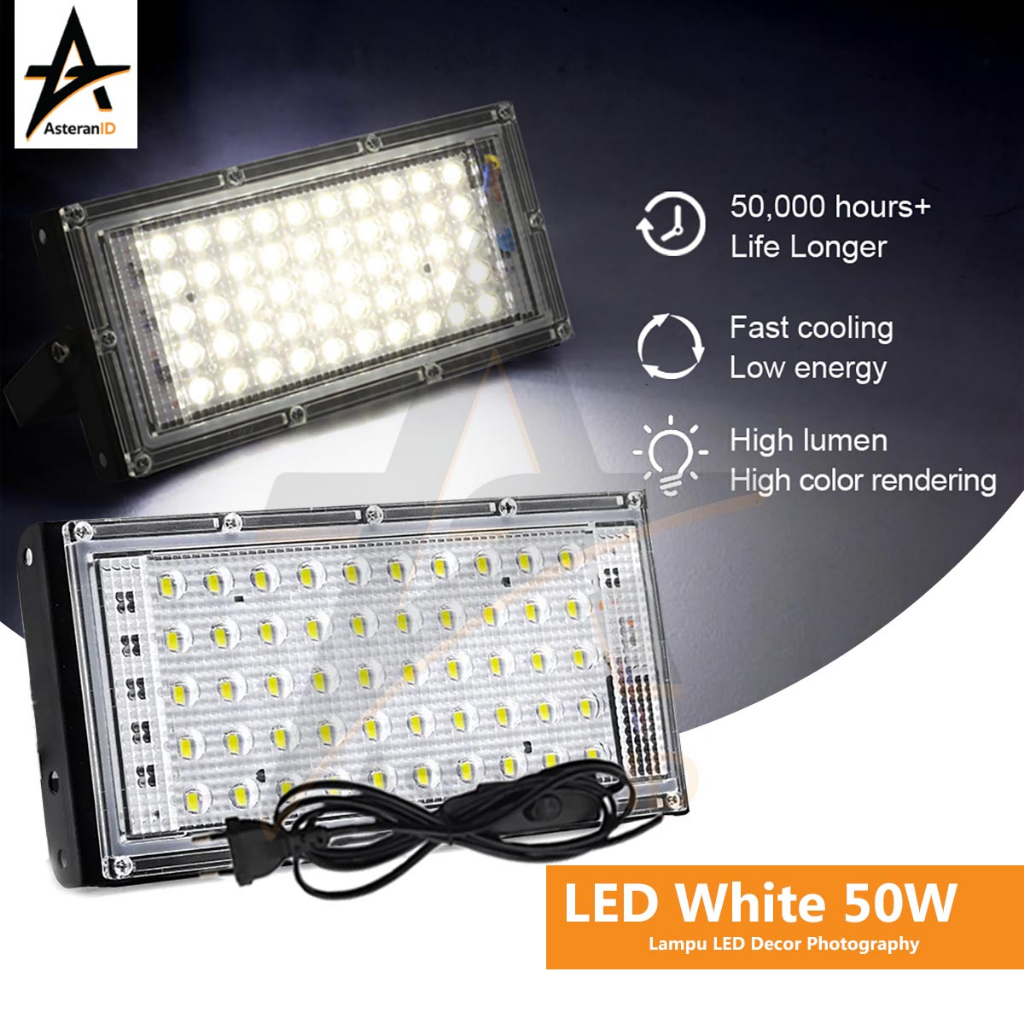 Lampu LED Studio Ngonten Asik Warna White 50 watt