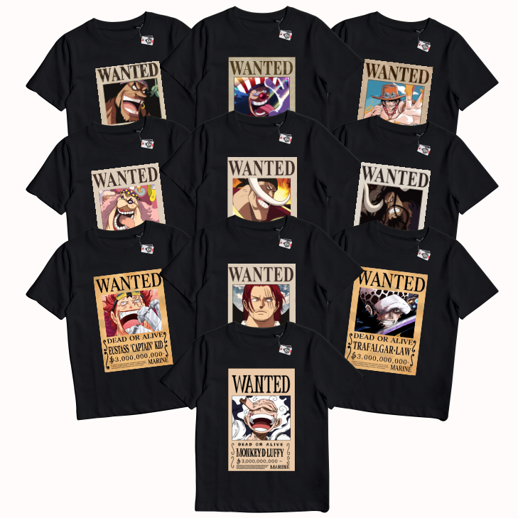 KARIMAKE Kaos Baju T Shirt Distro Anak Laki-Laki Perempuan Anime ONE PIECE POSTER WANTED YONKO SHICH