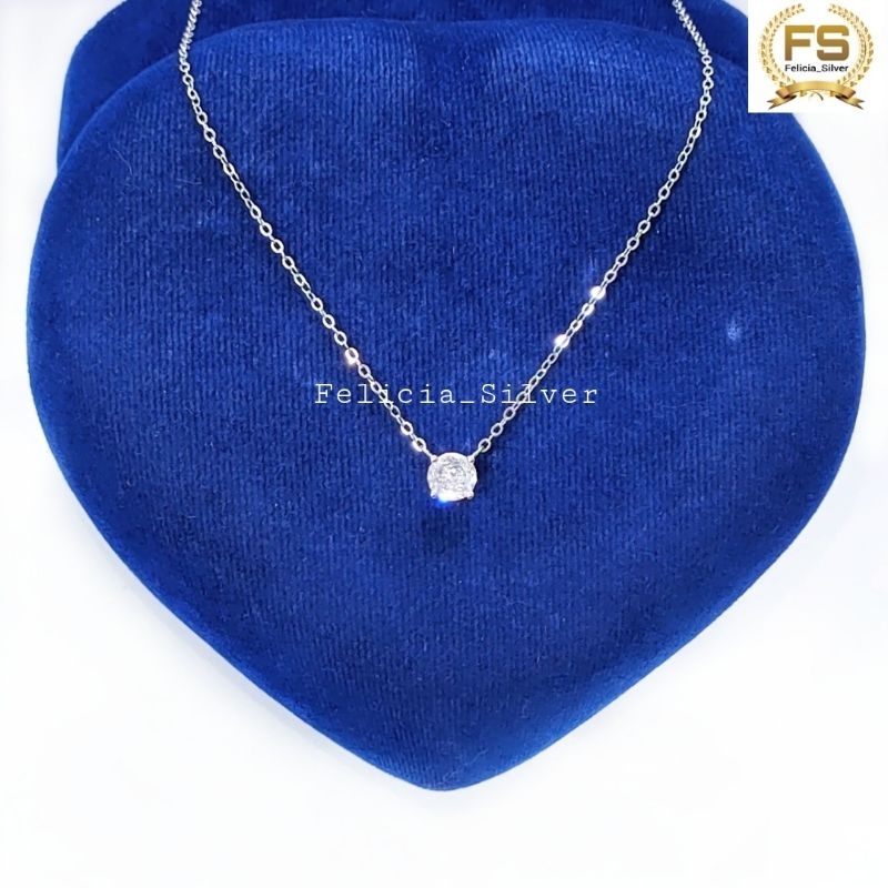 Kalung Perak Asli Silver 925 Lapis Emas Putih Model Nagita Slavina - Perhiasan Perak Asli