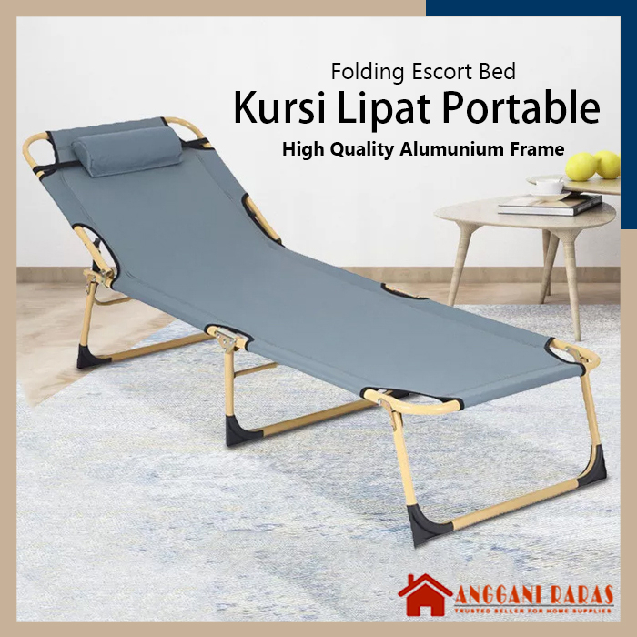 Velbed Kursi Tidur Portable Lipat Kursi Malas Lipat Alumunium