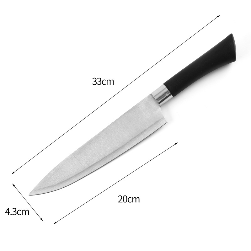 Pisau Dapur Gagang Hitam 7/8 Inch Stainless Steel Tajam Tebal Pisau Daging Buah Sayur Kitchen Knife