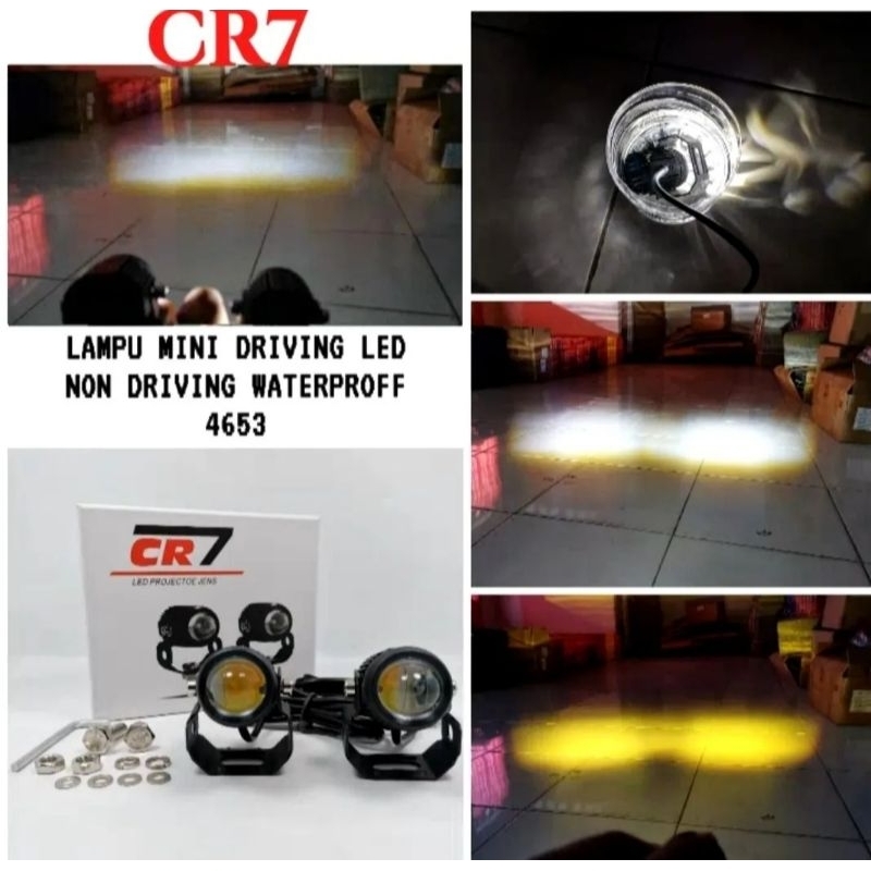 Lampu Tembak Nyala Putih + Kuning Terang merk CR7-HARGA SEPASANG