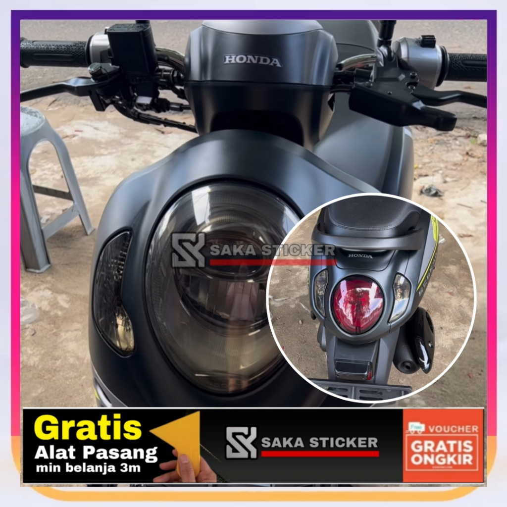Skotlet Lampu Motor Hitam Transparan
