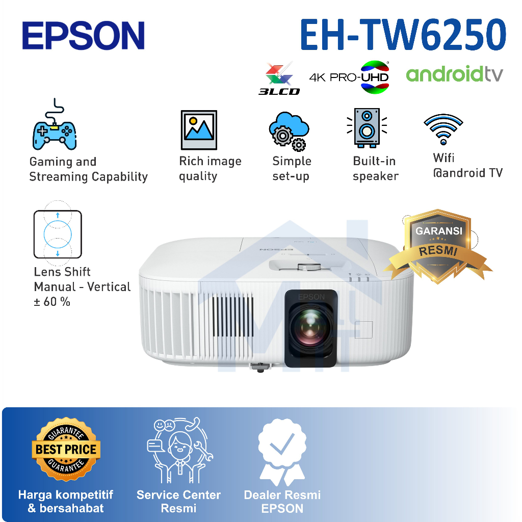 ( Packing Kayu ) PROYEKTOR EPSON TW6250 EH-TW6250 4K ENHANCEMENT HOME Pengganti TW5825