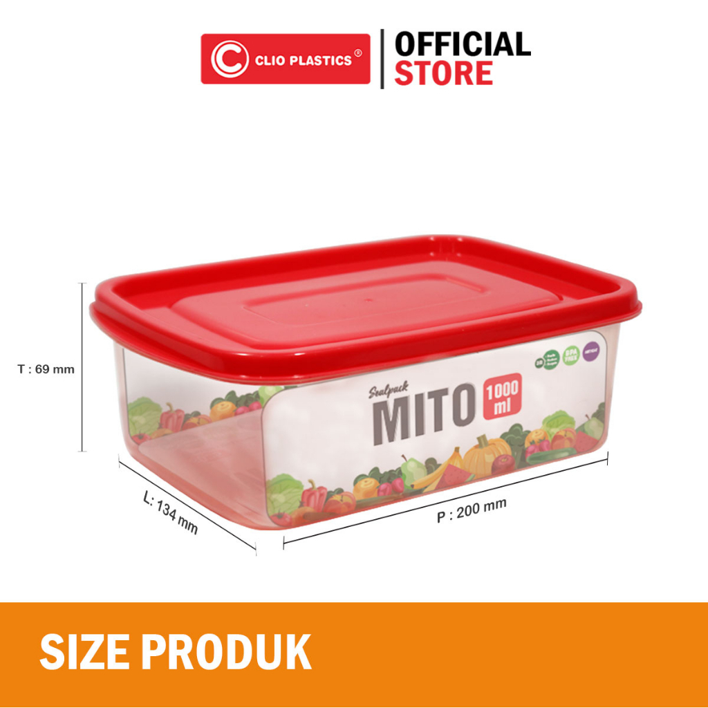 Kotak Makan CLIO 1000ML BPA FREE- Tempat Penyimpanan Makanan - Kotak Bekal Makan Plastic - Kotak Penyimpanan Kedap Udara