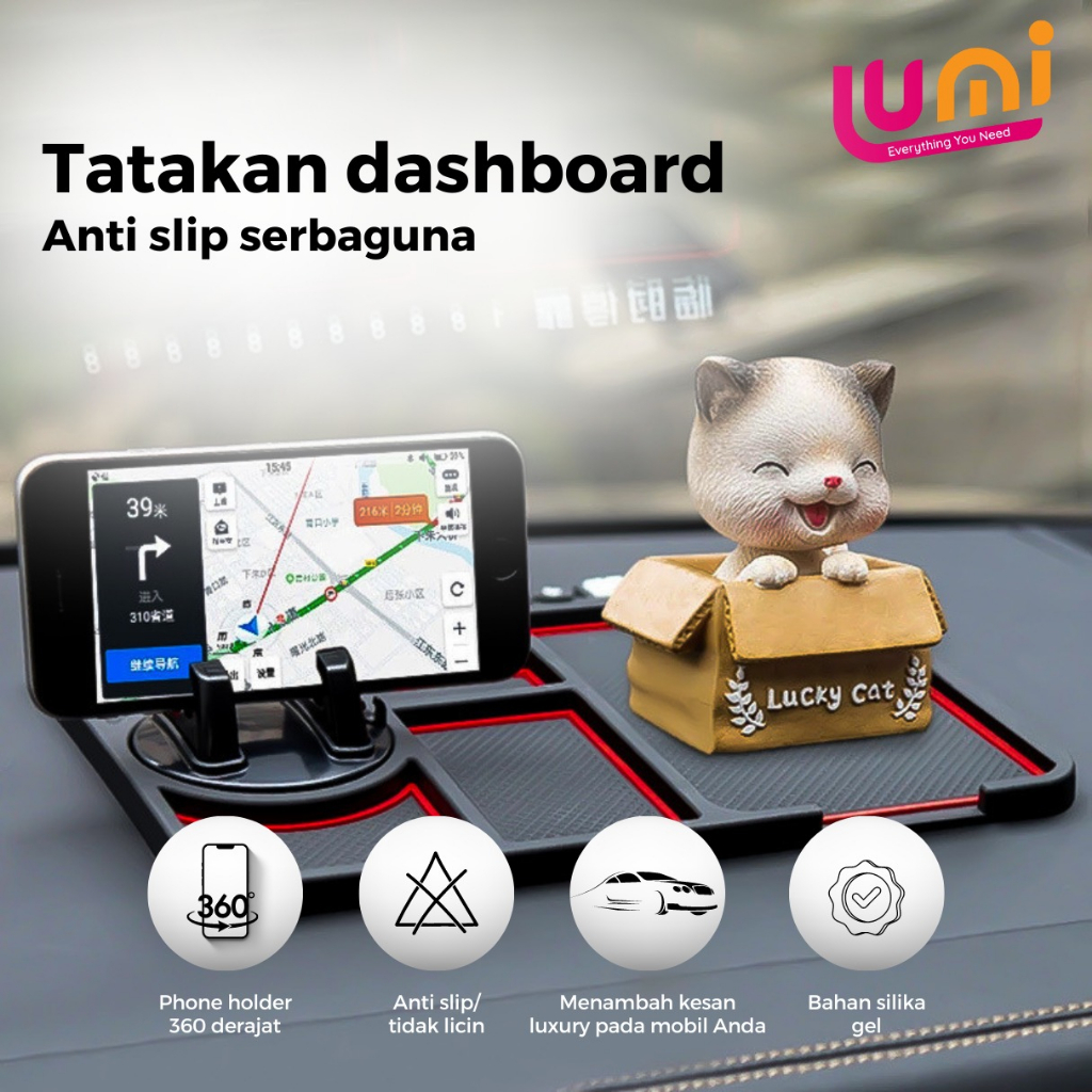 Phone Holder Tatakan HP Alas Mobil Dashboard 3 in 1 Anti Slip Mounting Dudukan Handphone Car Multifungsi Universal Stand Karpet Dasboard Matras Pad Tidak Licin