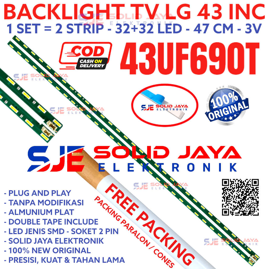 BACKLIGHT TV LED LG 43 INC 43UF690 43UF690T 43UF 32K 32LED 32 LAMPU LED K SMD LAMPU BL LIDI STRIPS BERAS STRIP 43INCH 32IN 43INC 32LAMPU LED LG