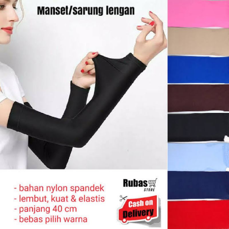 Manset tangan / handsock / sarung lengan muslimah lubang jempol