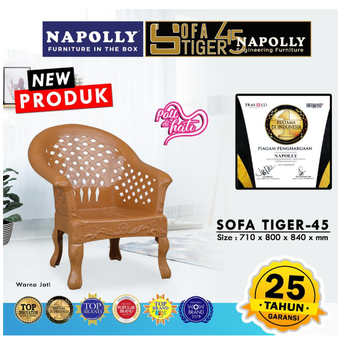 Kursi Sofa Plastik Tiger Napolly (Napolly BT-45)