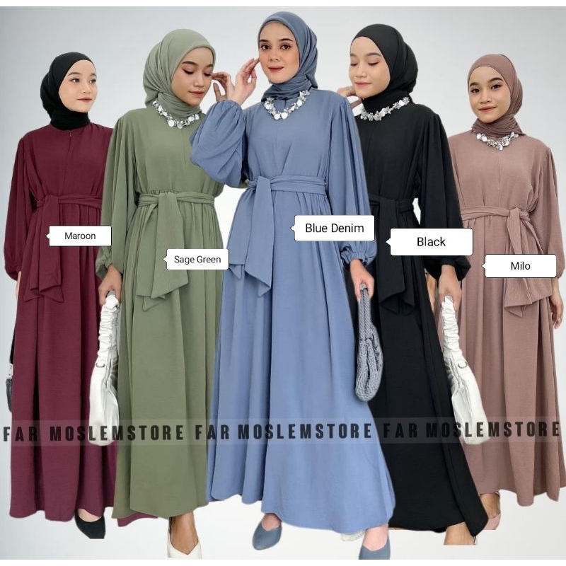 RALINE DRESS MAXY CRINKLE AIRFLOW/AMARA DRESS POLOS KEKINIAN/GAMIS MUSLIM WANITA TERBARU/GAMIS MODERN/FAR MOSLEM LSTORE